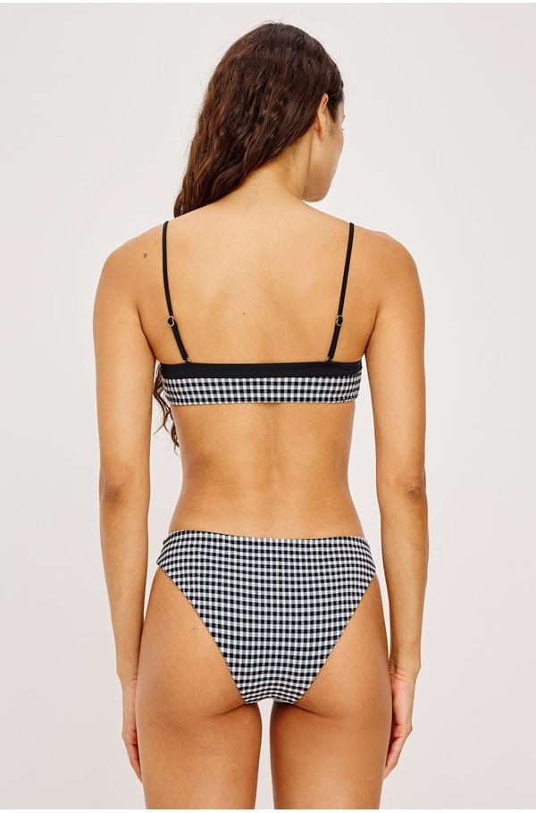 corfu top in black and white gingham