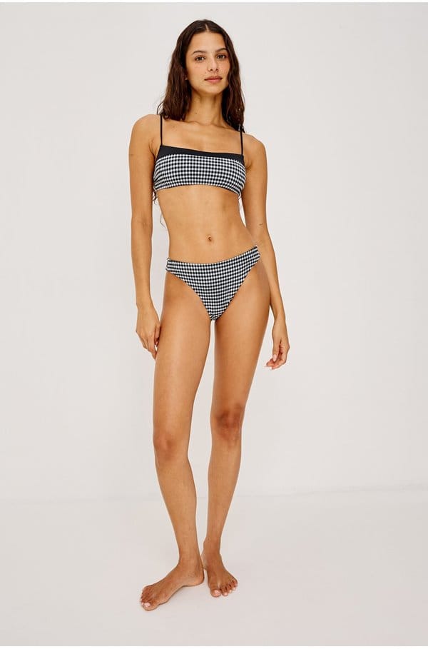 corfu top in black and white gingham
