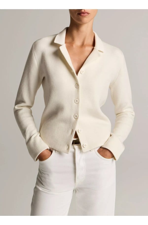 double faced cardi in off white