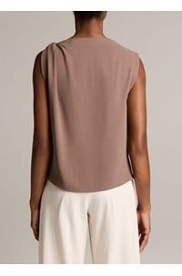 drape shoulder top in taupe haze 