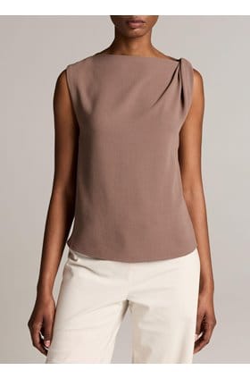 Drape Shoulder Top in Taupe Haze 
