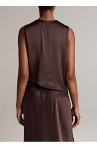 asymmetric lace trim shell in iron