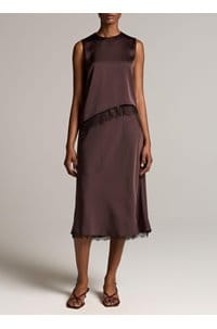 asymmetric lace trim shell in iron