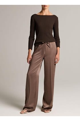 Mid Rise Shine Crepe Pull On Pant in Taupe Haze