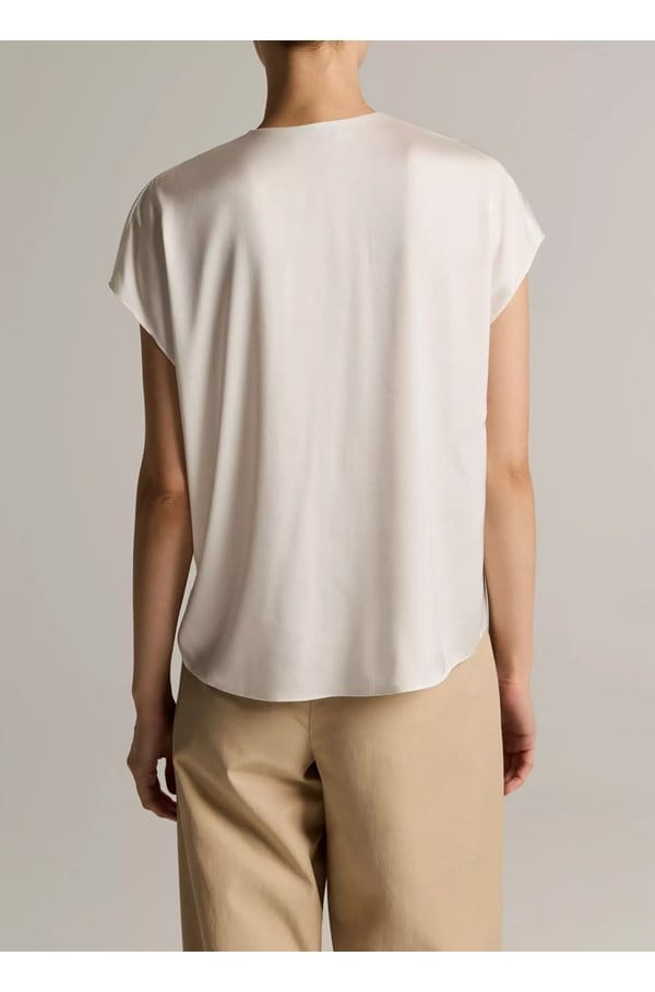 double v-neck top in off white