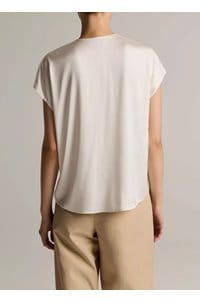 double v-neck top in off white