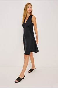 bex dress in black linen