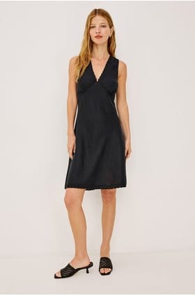 Bex Dress in Black Linen