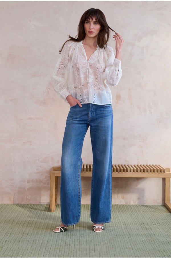 francine blouse in ivory hankerchief