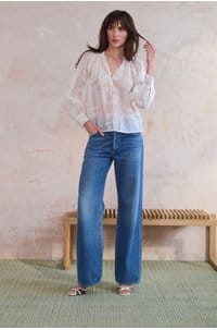 francine blouse in ivory hankerchief