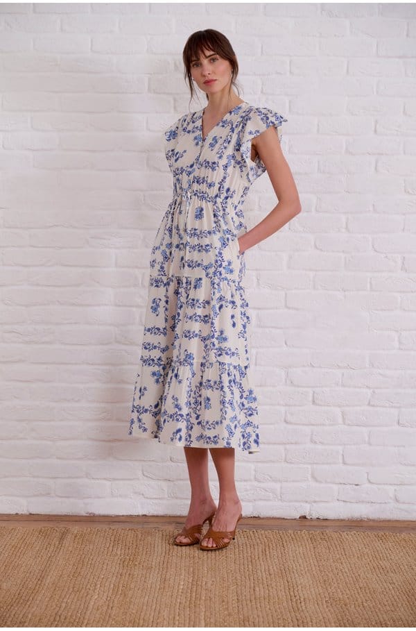 roza dress in ceramic floral