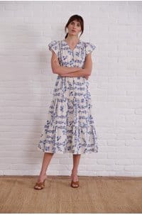 roza dress in ceramic floral
