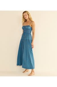 safia dress in santorini blue cadiz foulard
