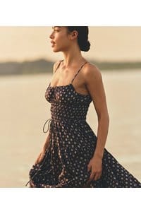 safia dress in blue cadiz foulard