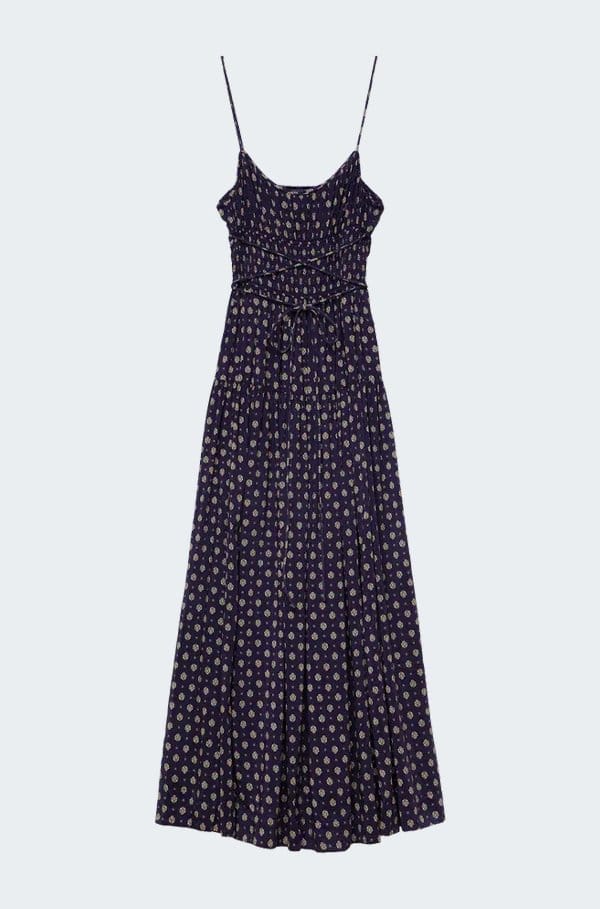 safia dress in blue cadiz foulard