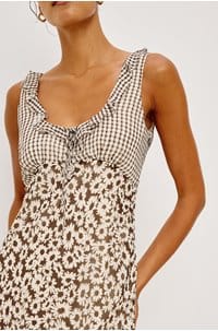  dahlia dress in espresso daisy gingham mix