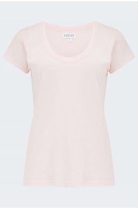Katie Scoop Neck Tee in Rosetta