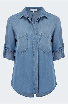 Split Back Button Down Shirt in Medium Ombre