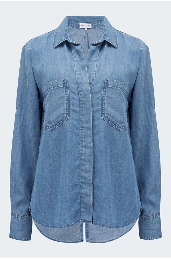 split back button down shirt in medium ombre