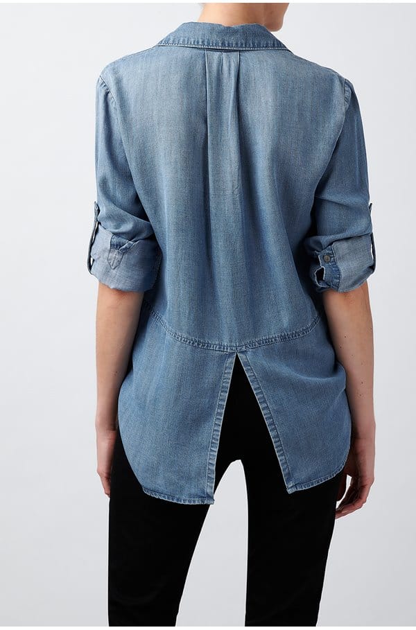 split back button down shirt in medium ombre