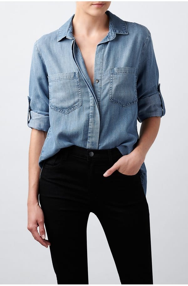 split back button down shirt in medium ombre