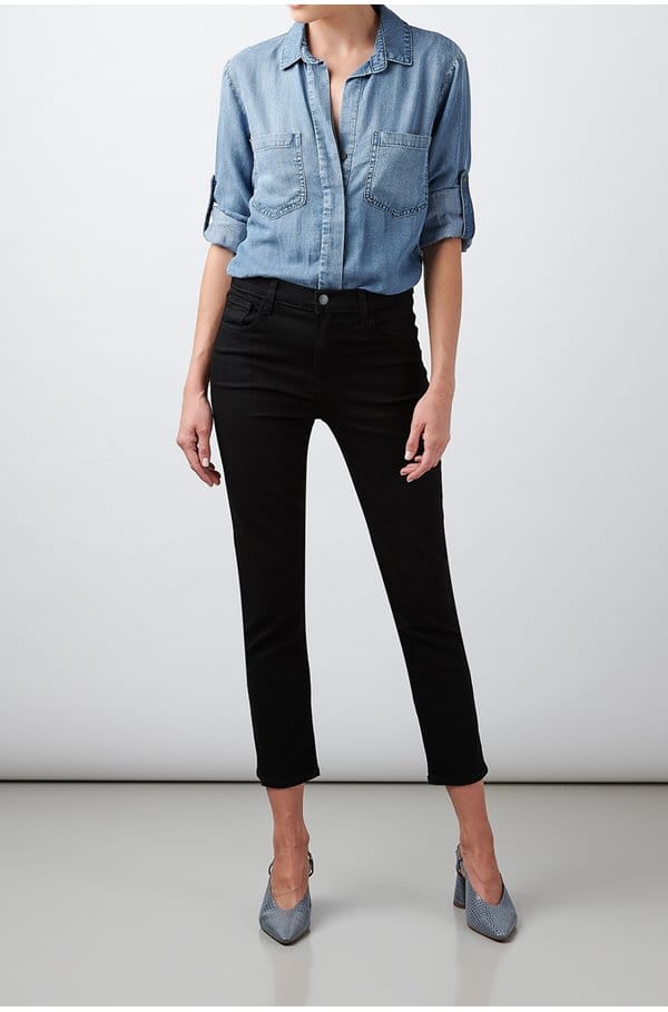 split back button down shirt in medium ombre