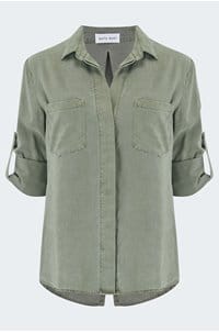 split back button down shirt in soft army