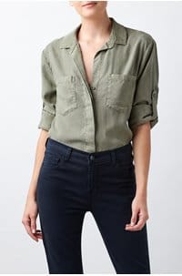 split back button down shirt in soft army