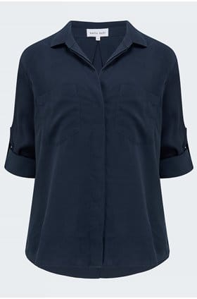 Split Back Button Down Shirt in Endless Sea