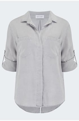 Split Button Down Shirt in Foggy Sky