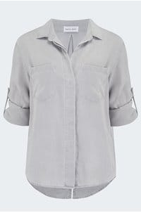 split button down shirt in foggy sky