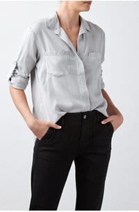 split button down shirt in foggy sky