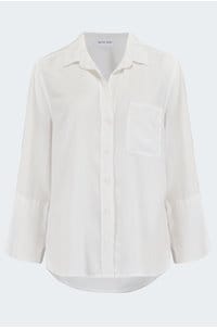 shirt tail button down in white