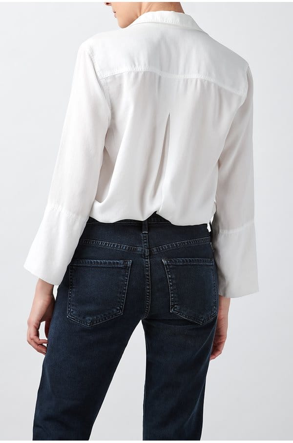 shirt tail button down in white
