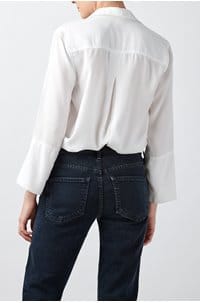 shirt tail button down in white