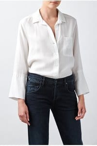 shirt tail button down in white