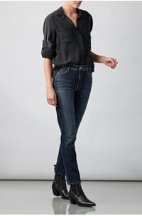 split back button down shirt in vintage black