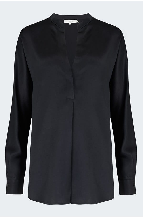 band collar blouse in black