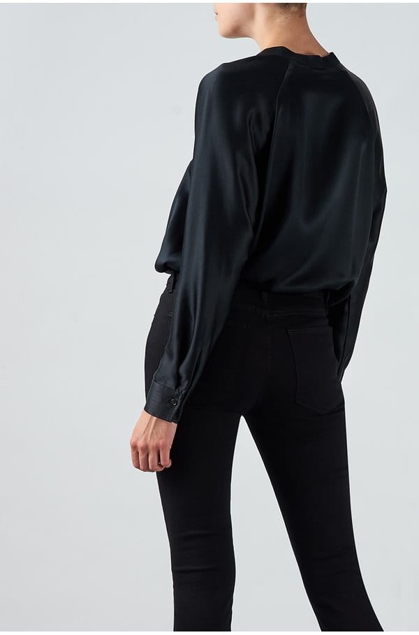 band collar blouse in black