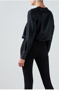 band collar blouse in black