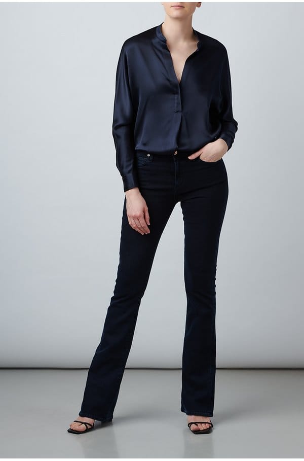 band collar blouse in coastal