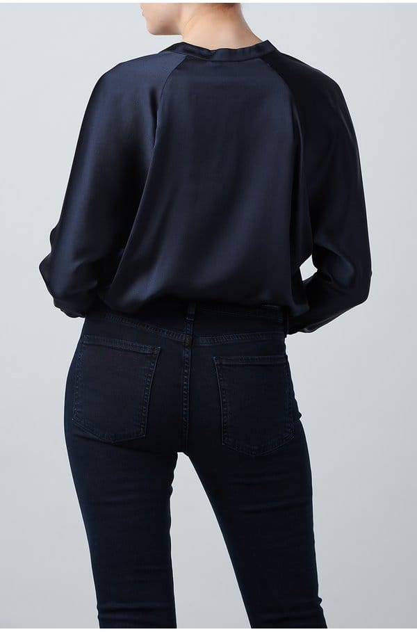 band collar blouse in coastal