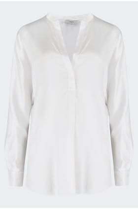 Band Collar Blouse in Optic White