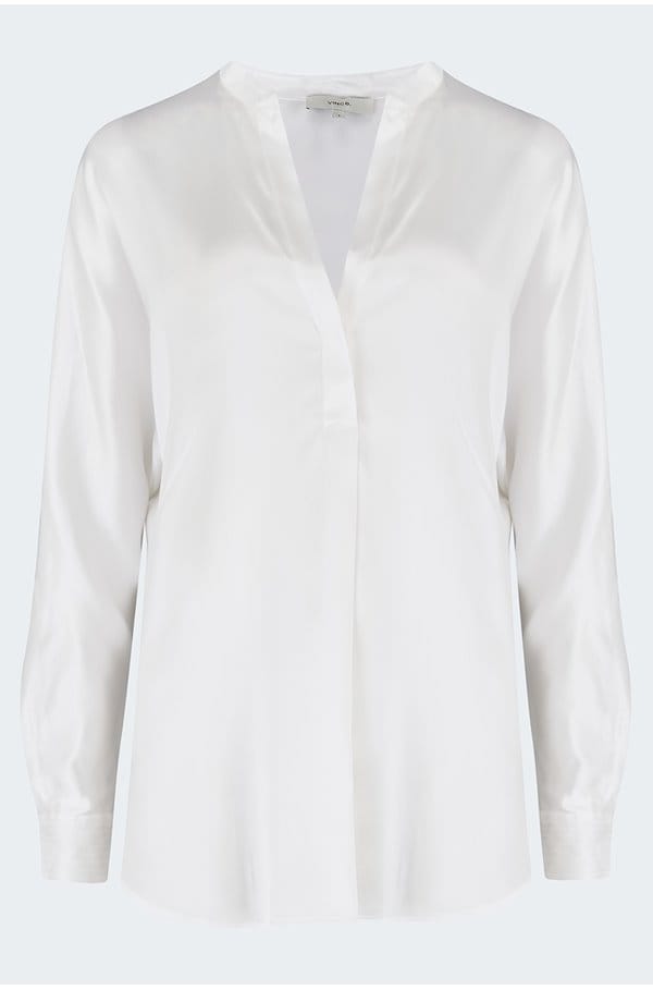 band collar blouse in optic white