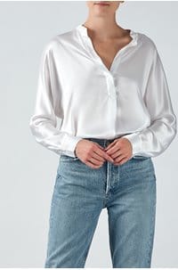 band collar blouse in optic white