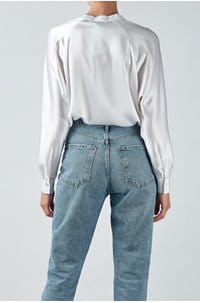 band collar blouse in optic white