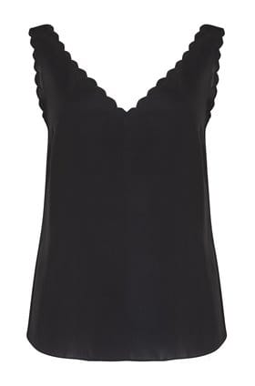 scalloped tank in black
