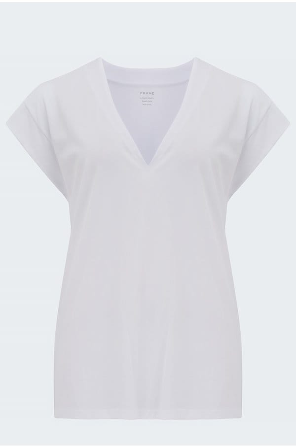 le mid rise v t-shirt in blanc