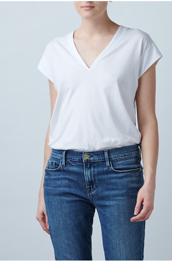 le mid rise v t-shirt in blanc