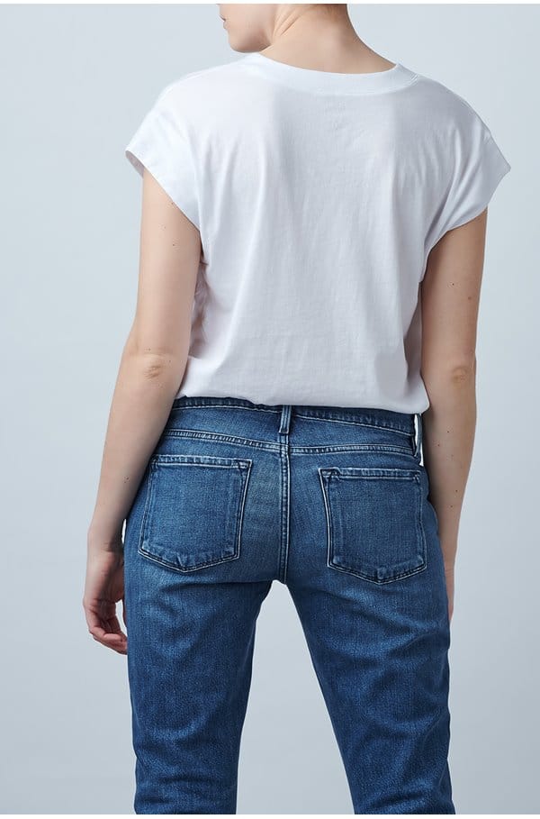 le mid rise v t-shirt in blanc